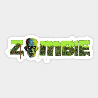 Zombie Head Typography Sticker